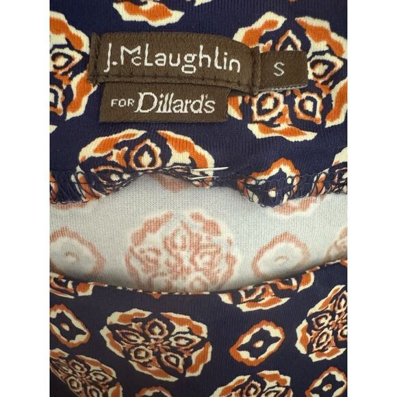 J. MCLAUGHLIN Blue/Orange Print Geometric Ruched Side Catalina Cloth Sz Small - Picture 4 of 5